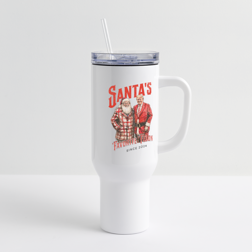 Santa’s favorite felon 40 oz Travel Tumbler - white