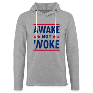 Awake Not Woke Lightweight Terry Hoodie - heather gray