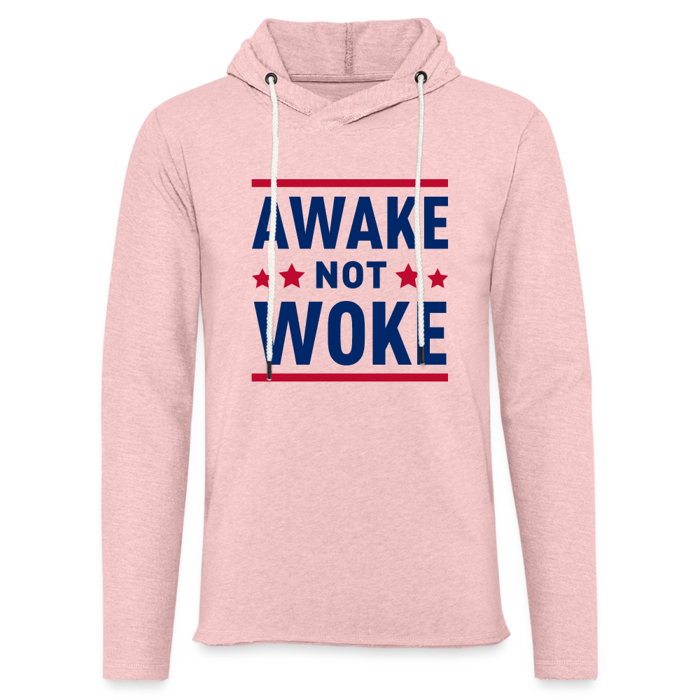 Awake Not Woke Lightweight Terry Hoodie - cream heather pink