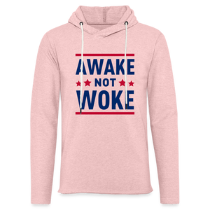 Awake Not Woke Lightweight Terry Hoodie - cream heather pink