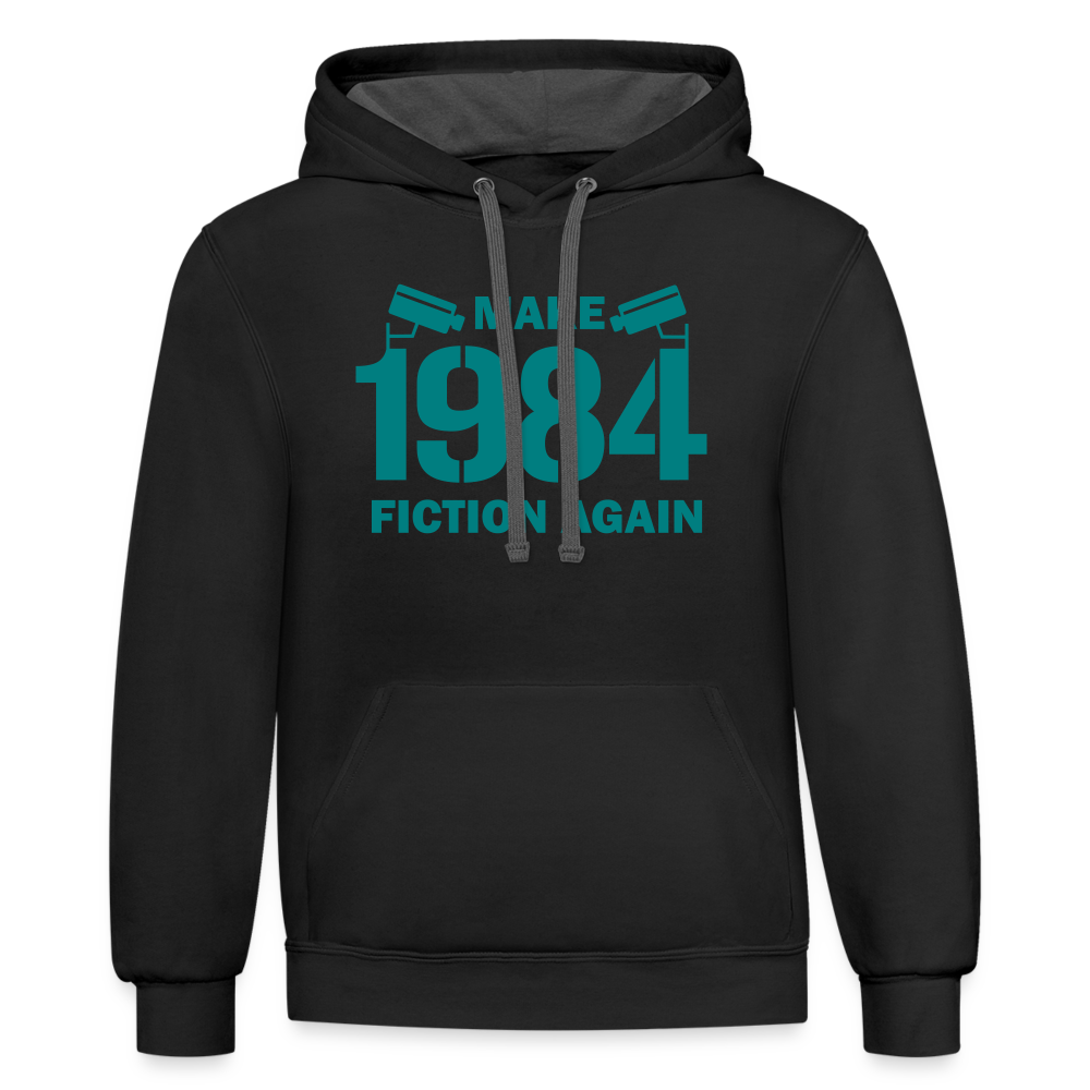 Make 1984 Fiction Again Contrast Hoodie - black/asphalt