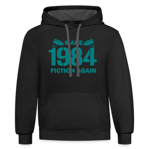 Make 1984 Fiction Again Contrast Hoodie - black/asphalt