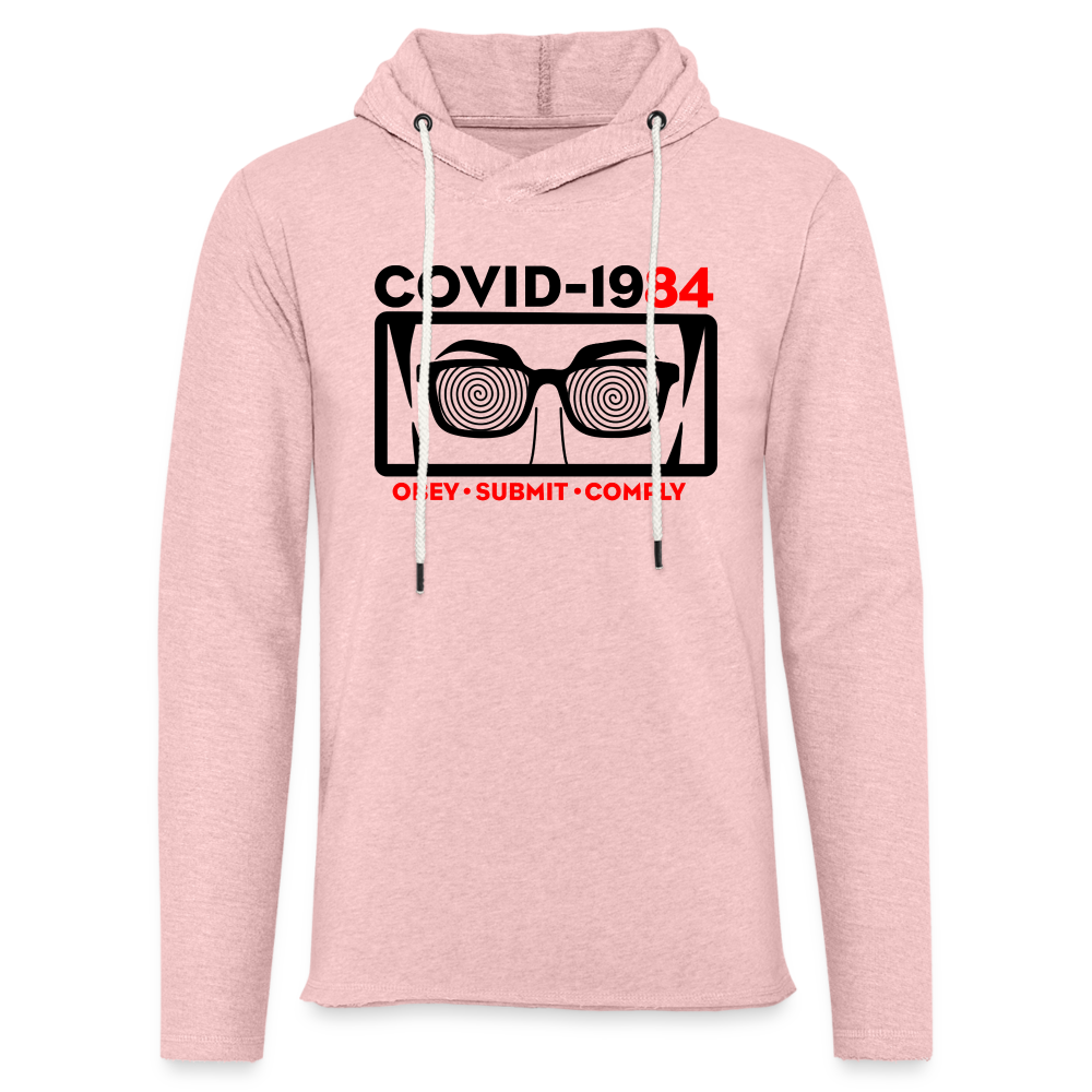 COVID-1984 Lightweight Terry Hoodie - cream heather pink