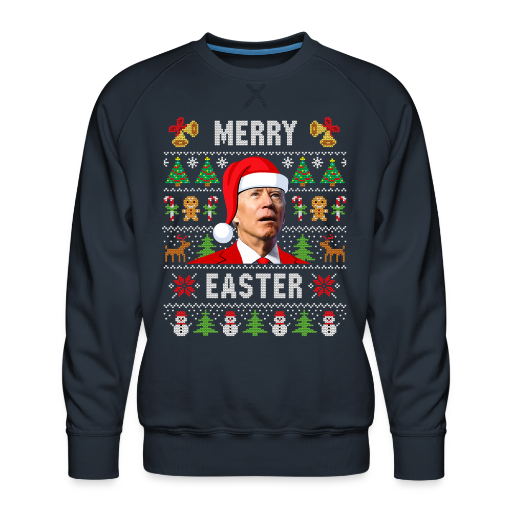 Funny Joe Biden Christmas Men’s Premium Sweatshirt - navy