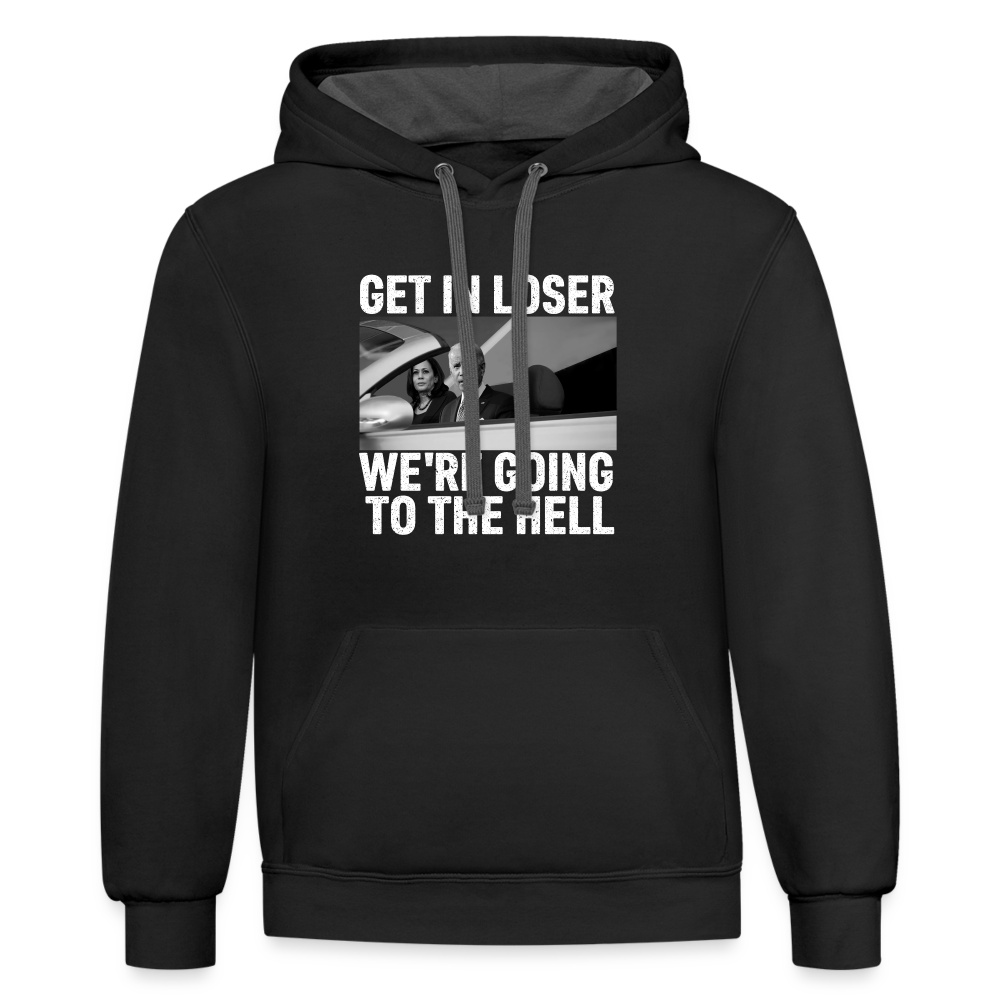 Get It Loser We're Going To The Hell Contrast Hoodie - black/asphalt