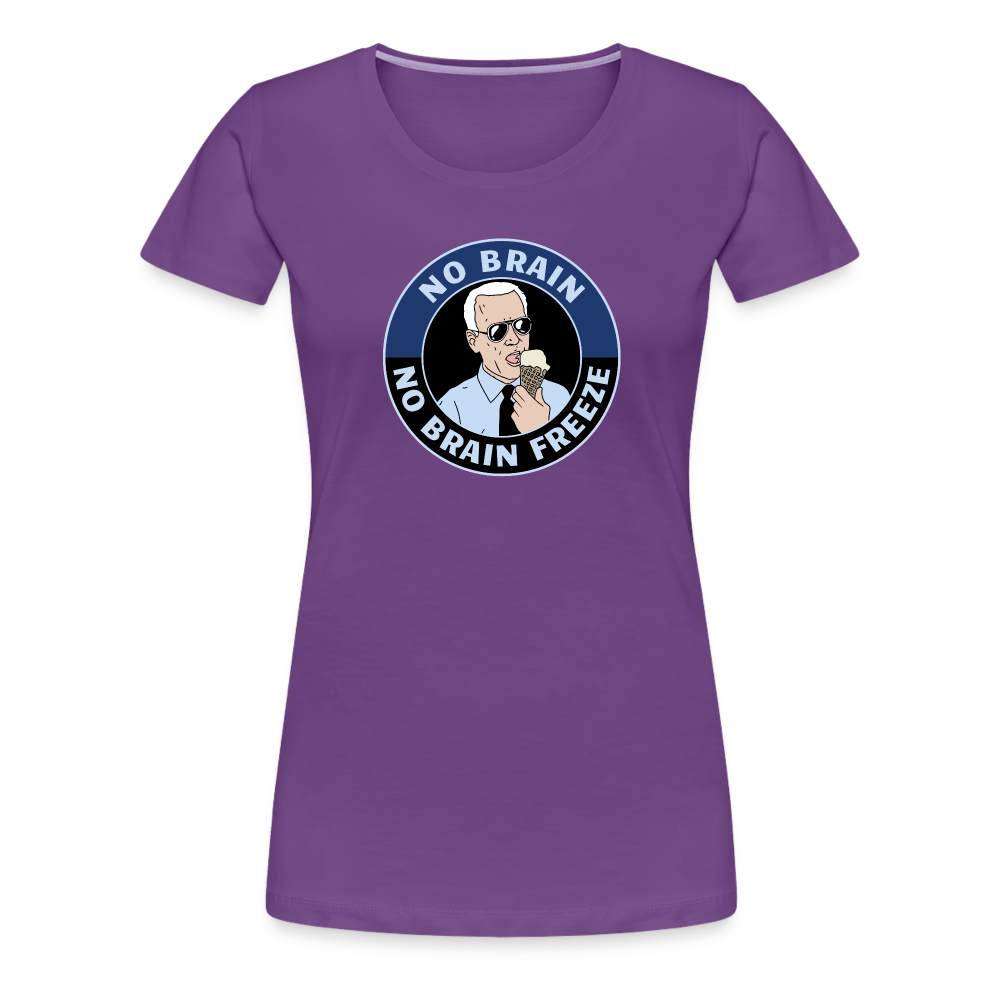 No Brain, No Brain Freeze Funny Biden Women’s Premium T-Shirt - purple