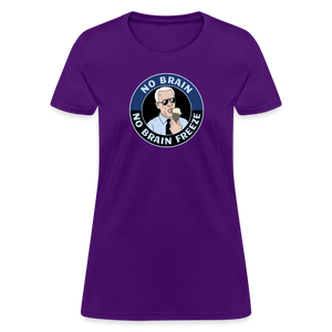 No Brain, No Brain Freeze Funny Biden Women's T-Shirt - purple