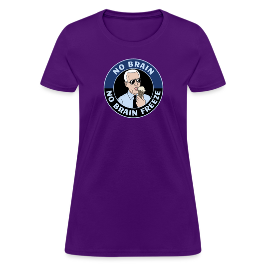 No Brain, No Brain Freeze Funny Biden Women's T-Shirt - purple