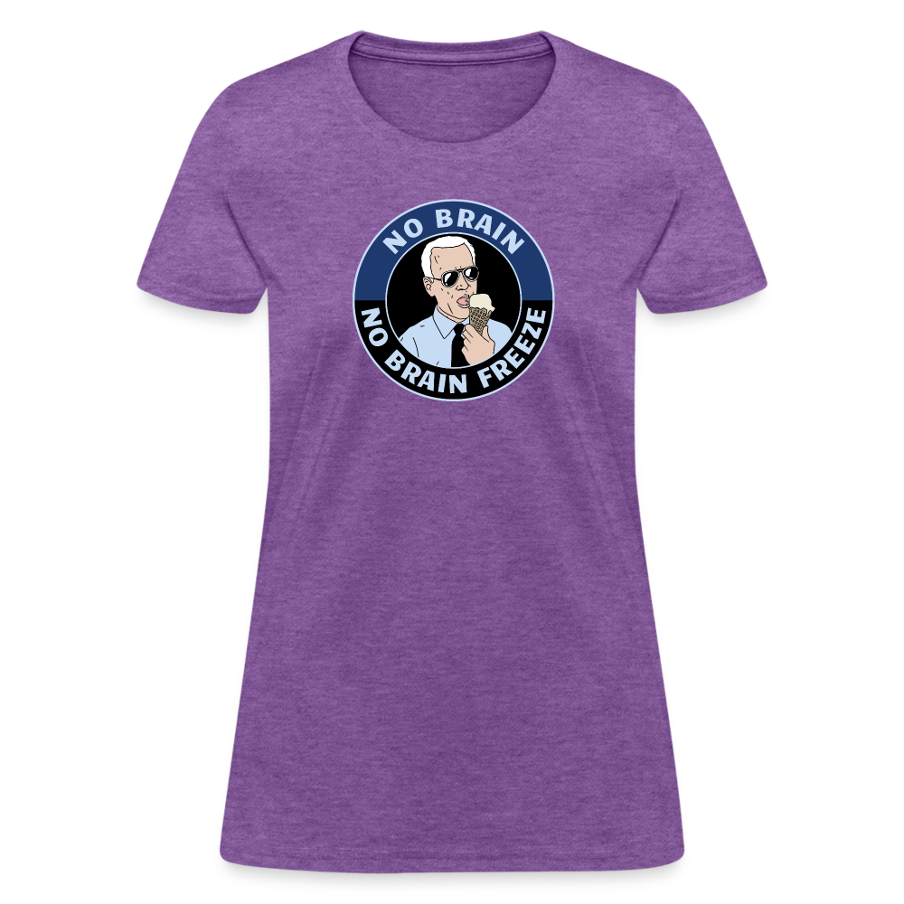 No Brain, No Brain Freeze Funny Biden Women's T-Shirt - purple heather