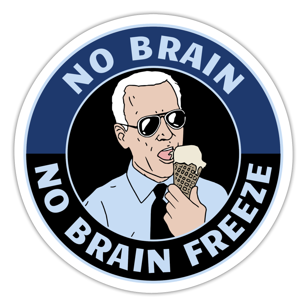 No Brain, No Brain Freeze Sticker - white matte