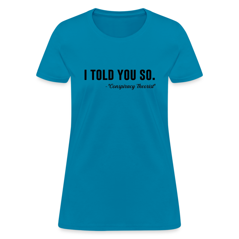 I TOLD YOU SO -Conspiracy Theorist Women's T-Shirt - turquoise