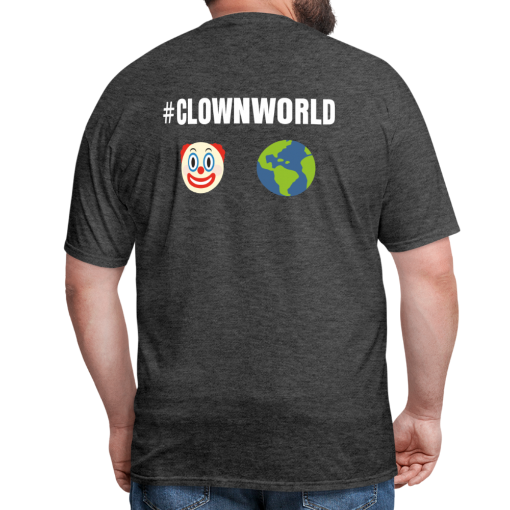 #CLOWNWORLD Back Print Men's T-Shirt - heather black