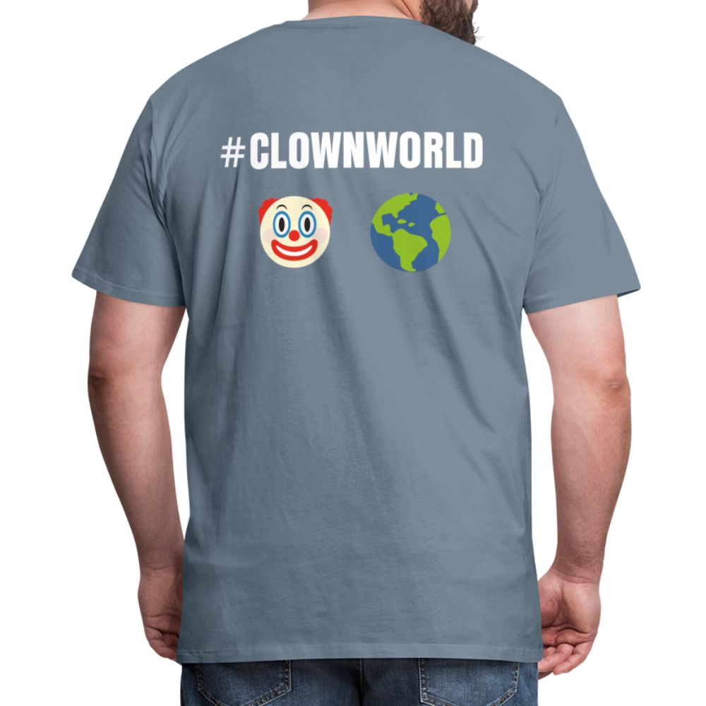 #CLOWNWORLD Back Print Men's Premium T-Shirt - steel blue