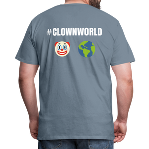 #CLOWNWORLD Back Print Men's Premium T-Shirt - steel blue