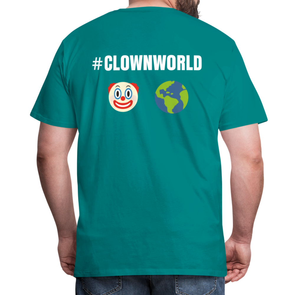 #CLOWNWORLD Back Print Men's Premium T-Shirt - teal