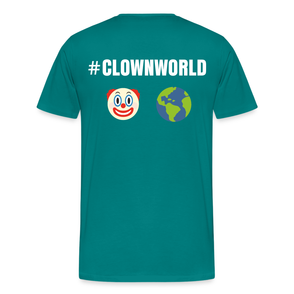 #CLOWNWORLD Back Print Men's Premium T-Shirt - teal