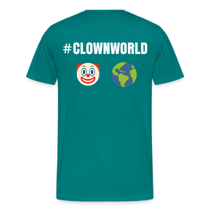 #CLOWNWORLD Back Print Men's Premium T-Shirt - teal