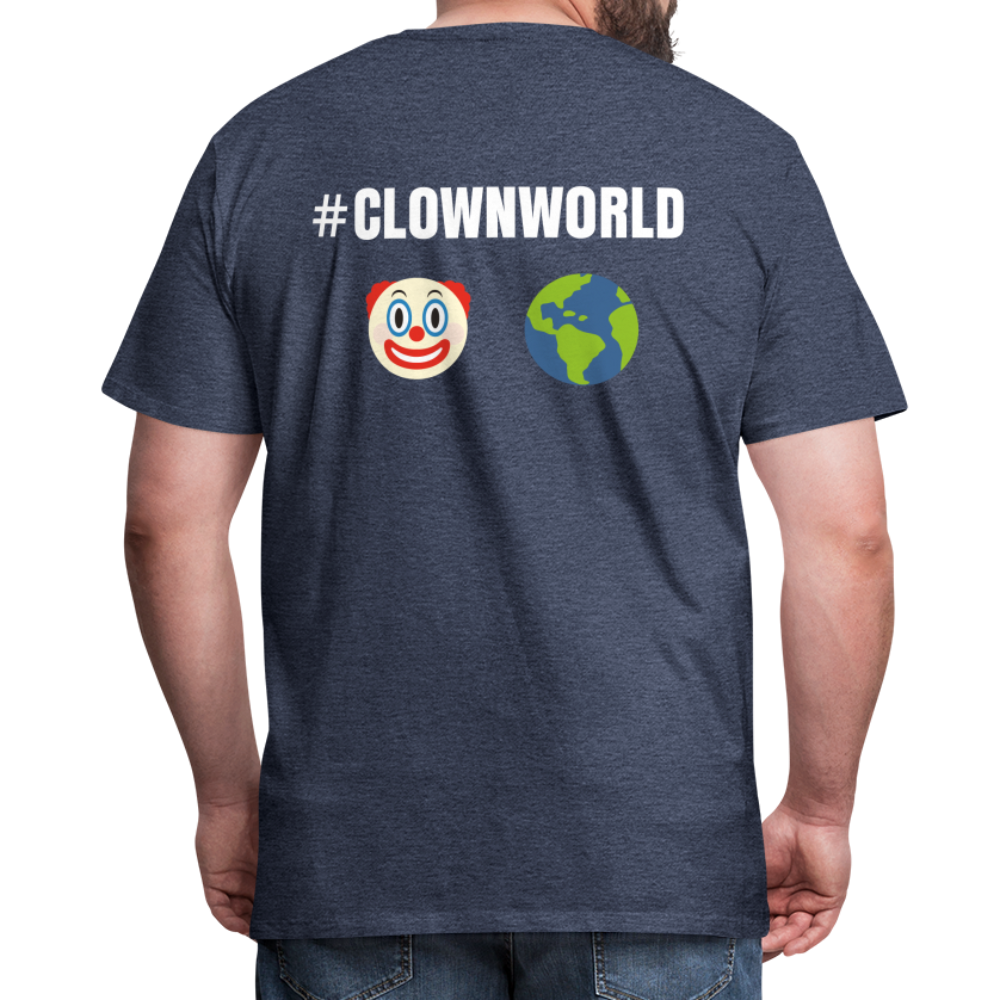 #CLOWNWORLD Back Print Men's Premium T-Shirt - heather blue