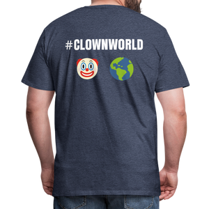 #CLOWNWORLD Back Print Men's Premium T-Shirt - heather blue