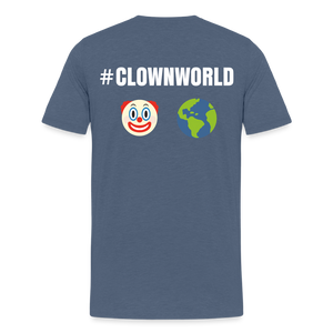 #CLOWNWORLD Back Print Men's Premium T-Shirt - heather blue