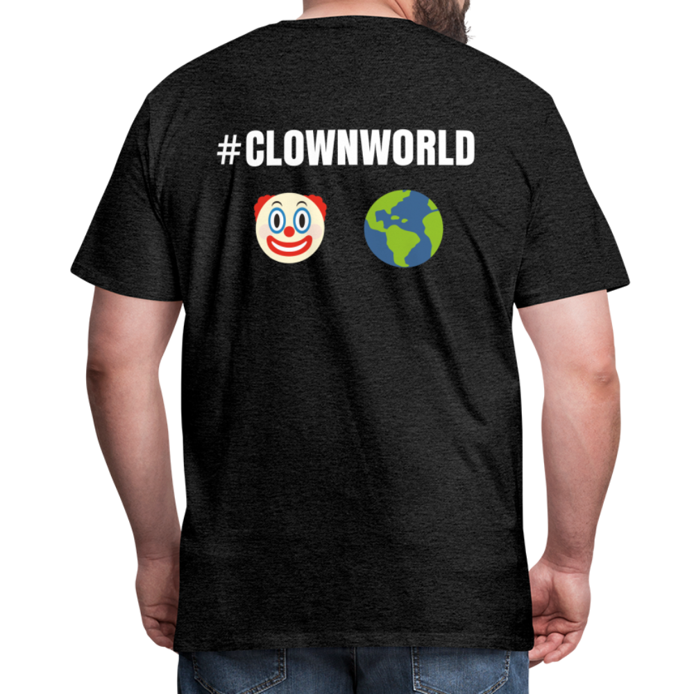 #CLOWNWORLD Back Print Men's Premium T-Shirt - charcoal grey