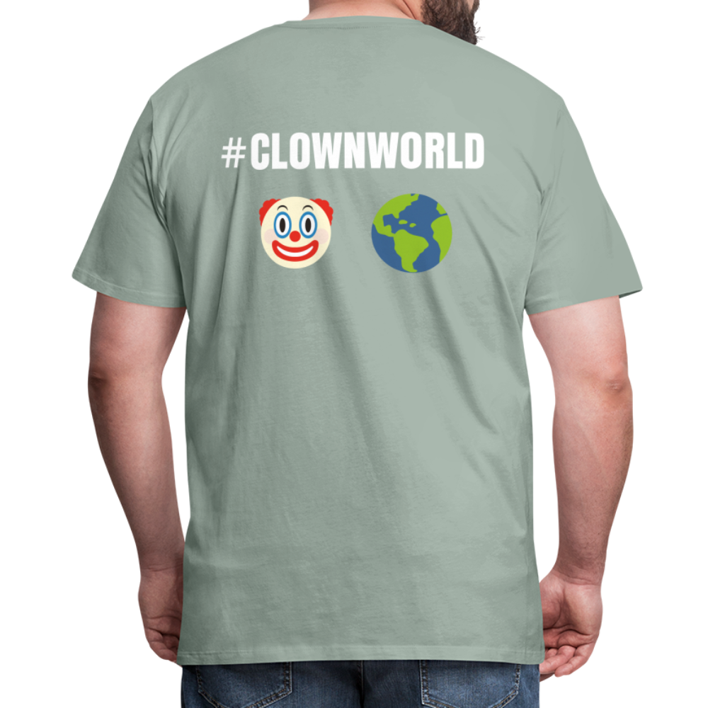 #CLOWNWORLD Back Print Men's Premium T-Shirt - steel green