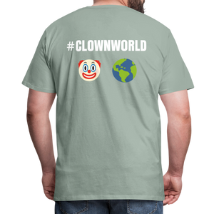 #CLOWNWORLD Back Print Men's Premium T-Shirt - steel green