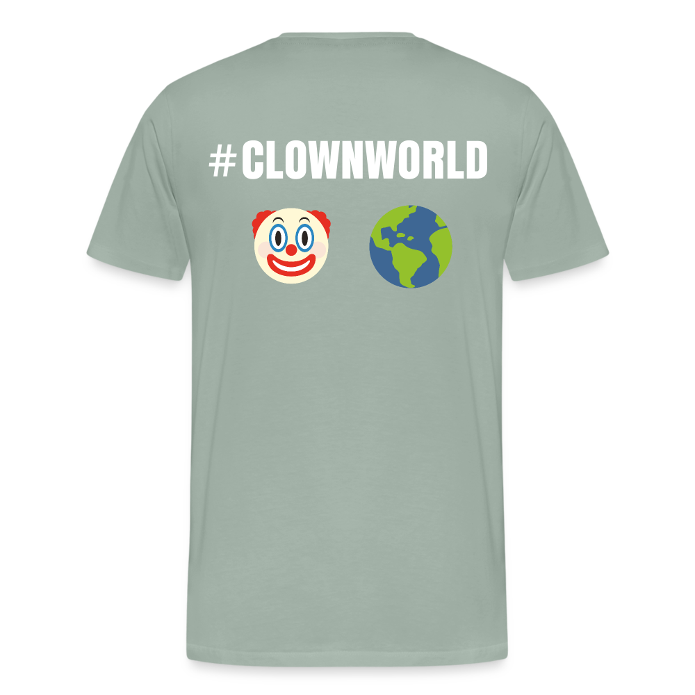 #CLOWNWORLD Back Print Men's Premium T-Shirt - steel green