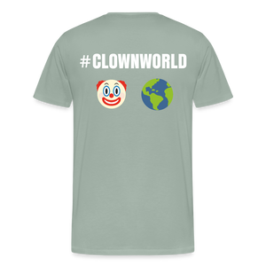 #CLOWNWORLD Back Print Men's Premium T-Shirt - steel green