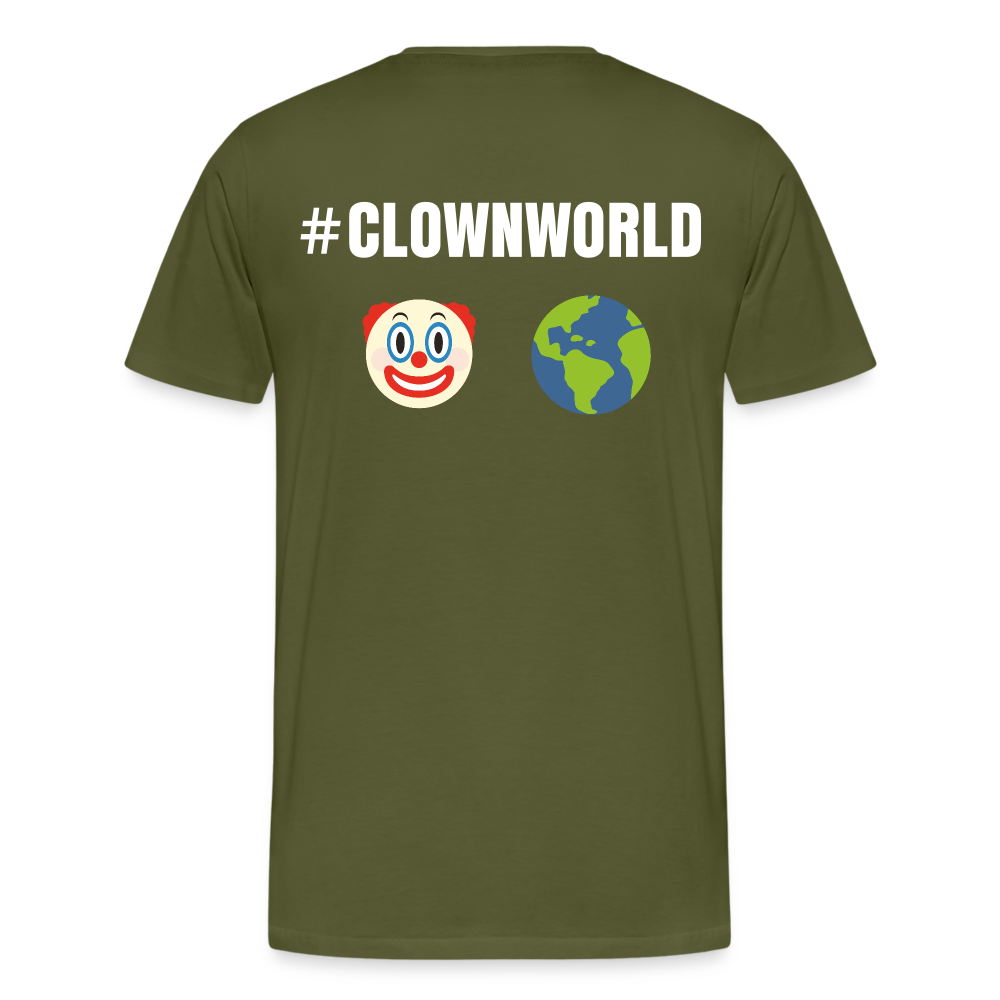 #CLOWNWORLD Back Print Men's Premium T-Shirt - olive green