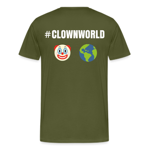 #CLOWNWORLD Back Print Men's Premium T-Shirt - olive green