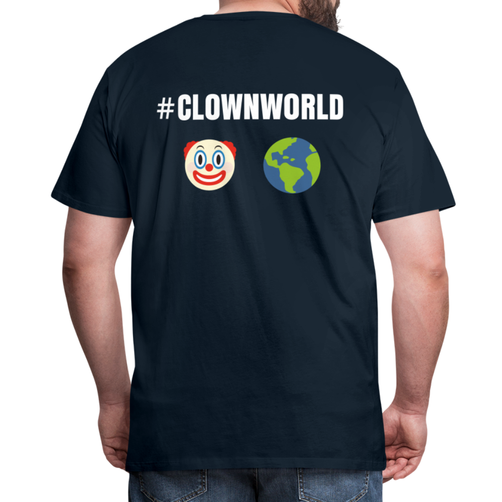 #CLOWNWORLD Back Print Men's Premium T-Shirt - deep navy