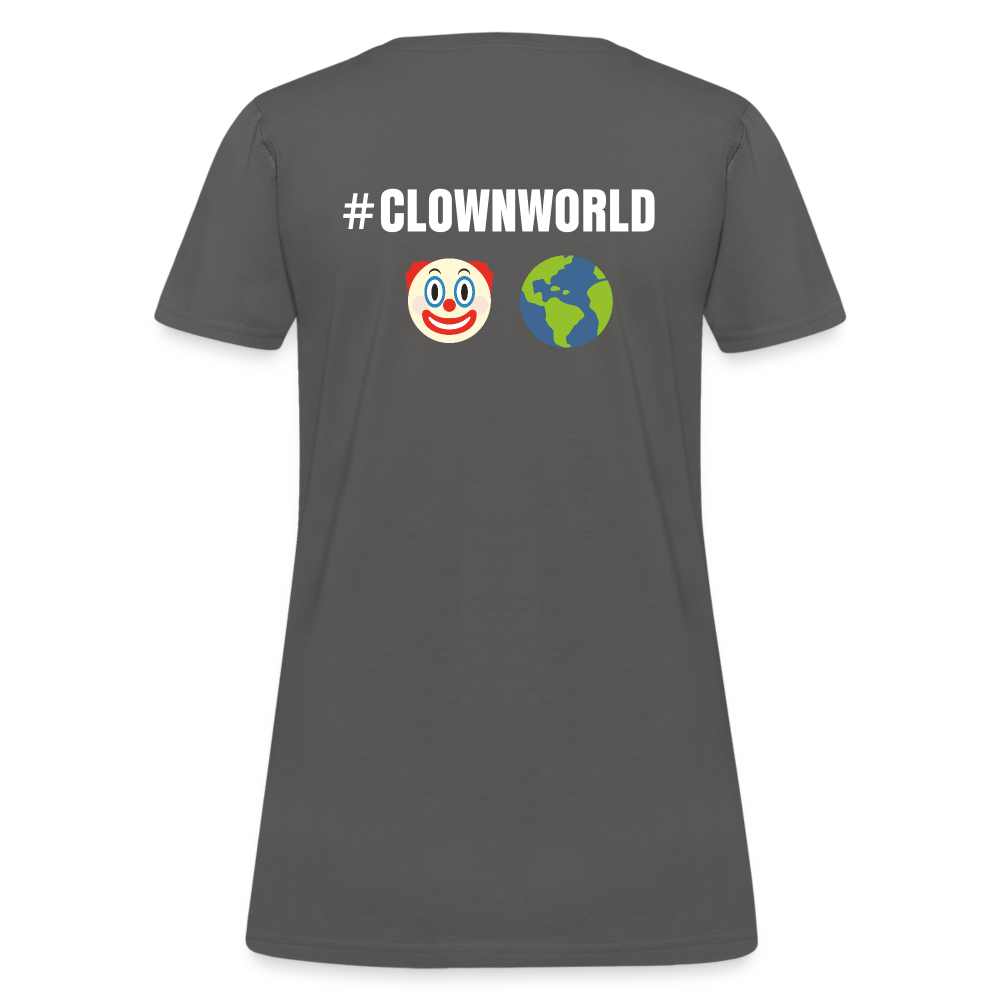 #CLOWNWORLD Back Print Women's T-Shirt - charcoal