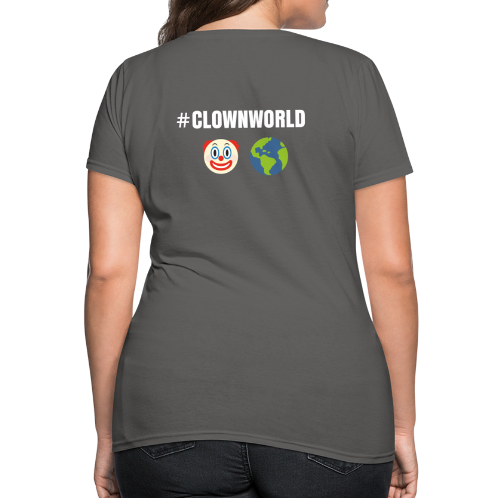 #CLOWNWORLD Back Print Women's T-Shirt - charcoal