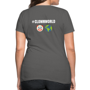 #CLOWNWORLD Back Print Women's T-Shirt - charcoal