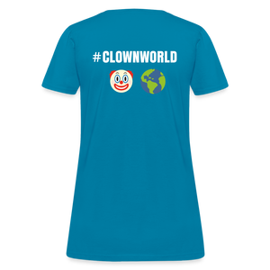 #CLOWNWORLD Back Print Women's T-Shirt - turquoise