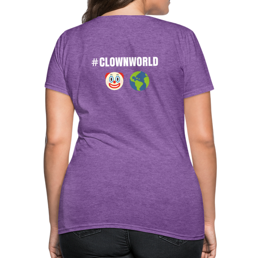 #CLOWNWORLD Back Print Women's T-Shirt - purple heather