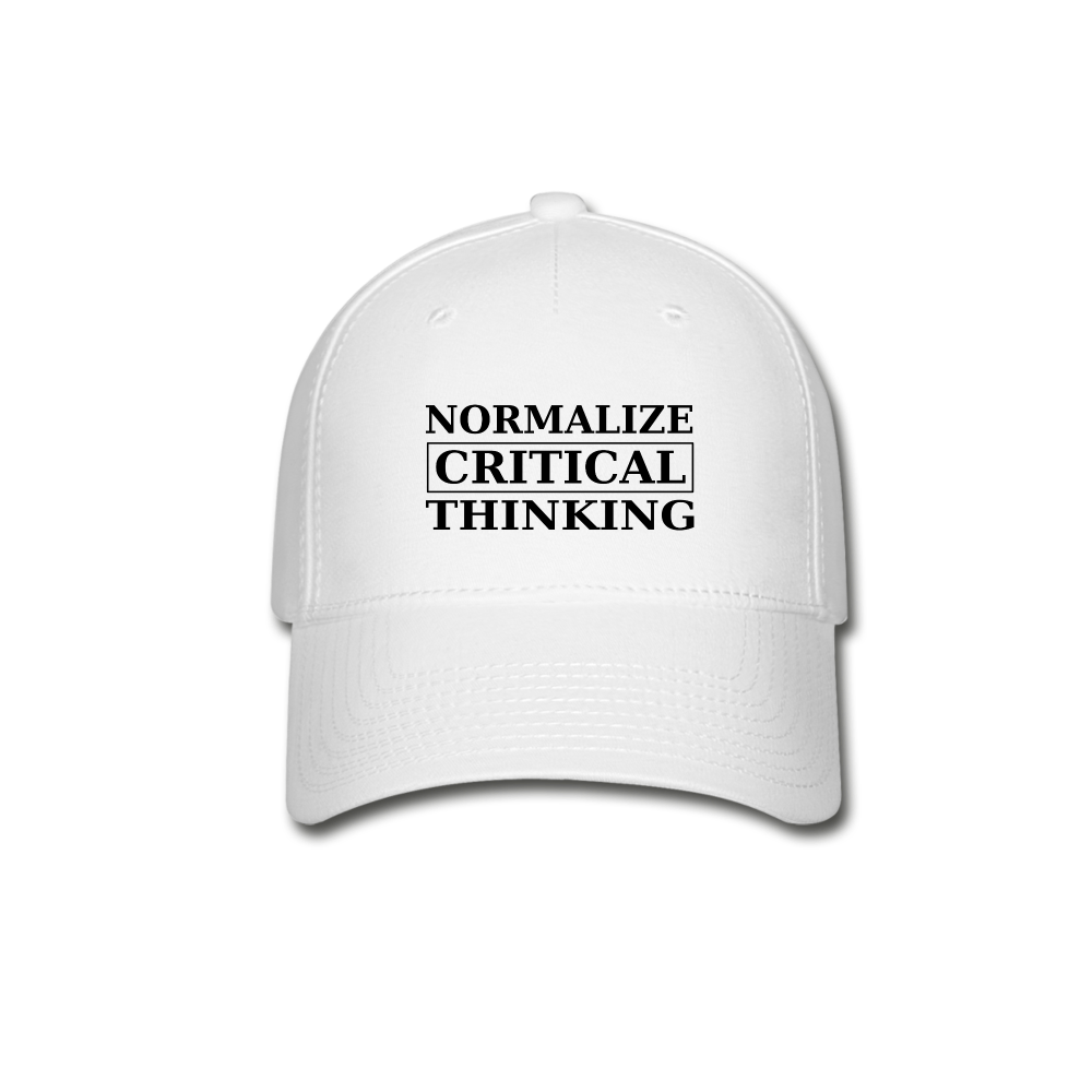 Normalize Critical Thinking Flexfit Baseball Cap - white