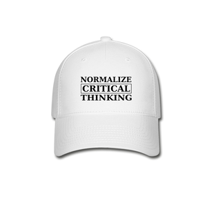 Normalize Critical Thinking Flexfit Baseball Cap - white