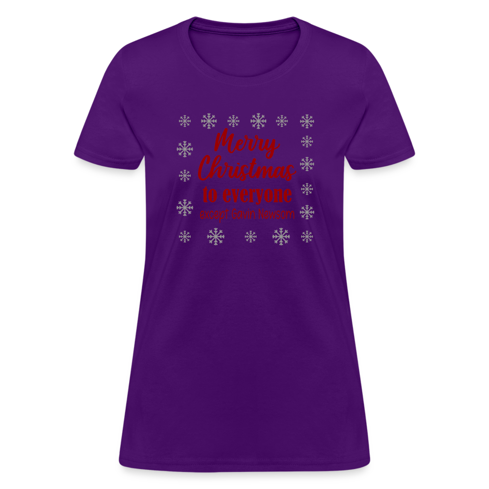 Merry Christmas to Everyone EXCEPT GAVIN NEWSOM Women's T-Shirt - purple