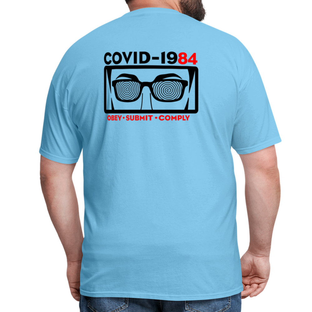 COVID-1984 (Back Print) Classic T-Shirt - aquatic blue