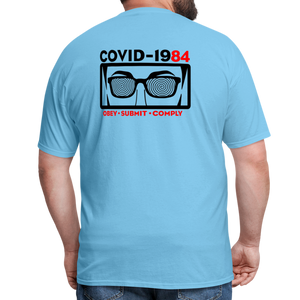 COVID-1984 (Back Print) Classic T-Shirt - aquatic blue