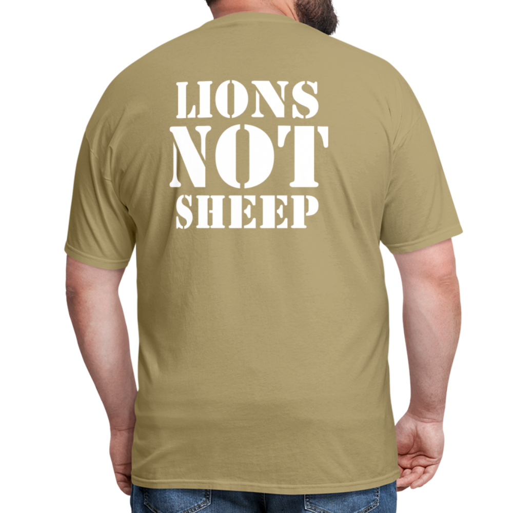 Lions Not Sheep (Back Print) Classic T-Shirt - khaki