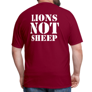 Lions Not Sheep (Back Print) Classic T-Shirt - burgundy