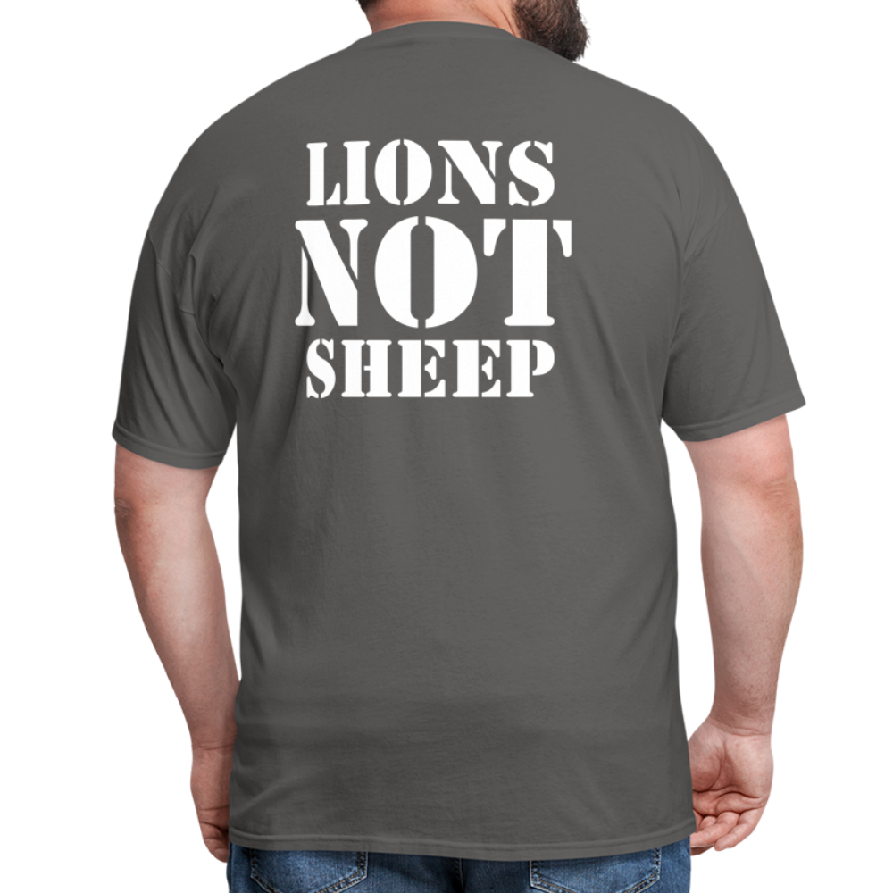 Lions Not Sheep (Back Print) Classic T-Shirt - charcoal