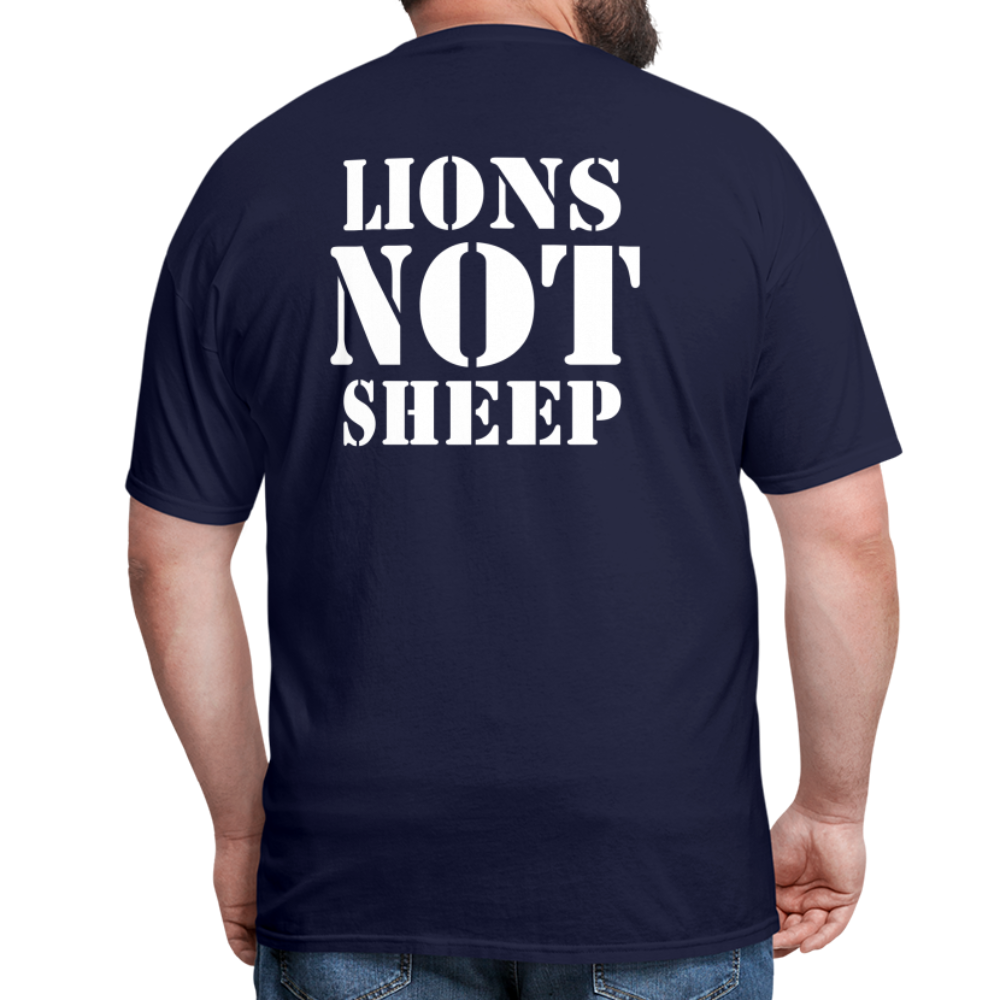 Lions Not Sheep (Back Print) Classic T-Shirt - navy