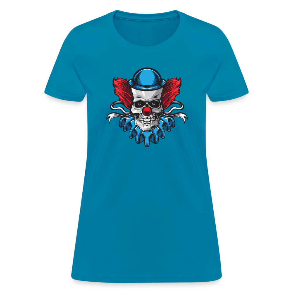 Scary Clown Skull Women's T-Shirt - turquoise