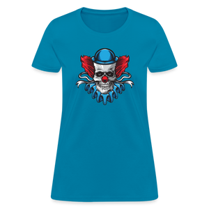 Scary Clown Skull Women's T-Shirt - turquoise