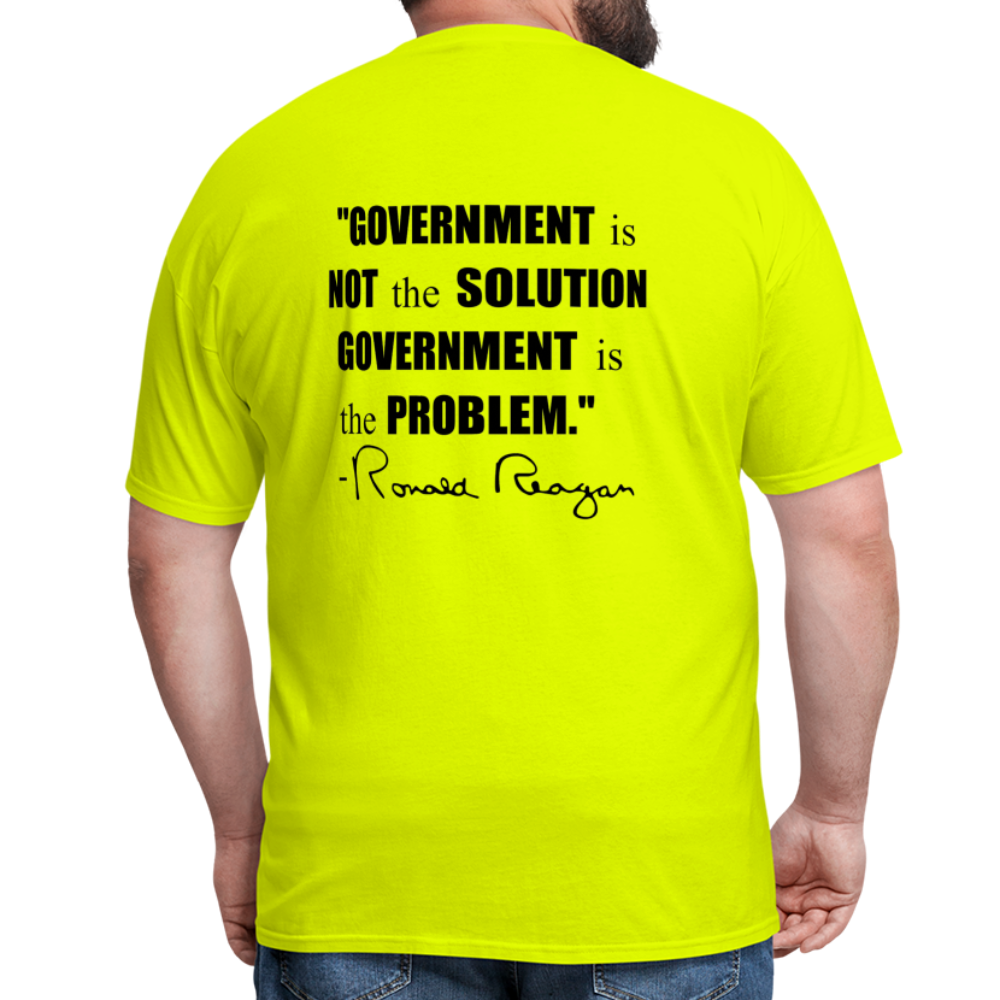 Ronald Reagan | Government is the Problem (Back Print) Classic T-Shirt - safety green