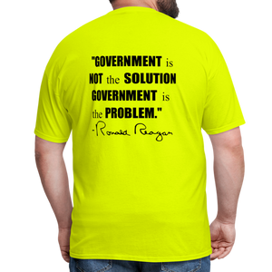 Ronald Reagan | Government is the Problem (Back Print) Classic T-Shirt - safety green